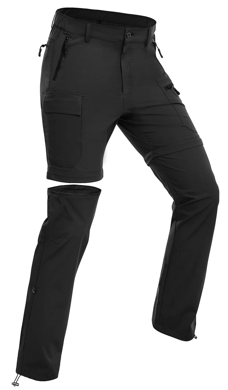 Wespornow Women's-Hiking-Pants Convertible-Zip-Off-Quick-Dry-Pants for Cargo, Camping, Travel, Outdoor, Fishing, Safari (Black, Large) - Image 1